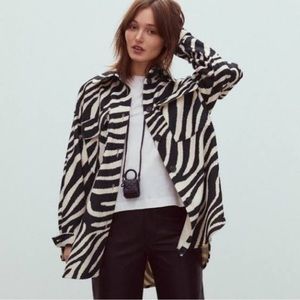 H&M Zebra Felted Shirt Jacket size M